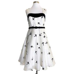 Anthro BHLDN hitherto Floating Flock Black & White Silk Dress NWOT Sz 2
